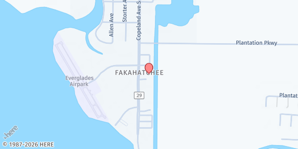 Map showing EVERGLADES COMMUNITY FOOD PANTRY at 101 S. COPELAND AVE, EVERGLADES CITY, FL