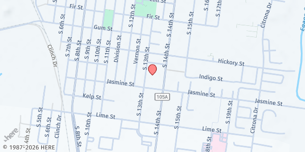 Map showing Barnabas Center at 1303 Jasmine St., Fernandina Beach, FL