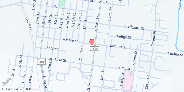 Map showing Fernandina Beach Church of Christ at 1005 S. 14th St., Fernandina Beach, FL