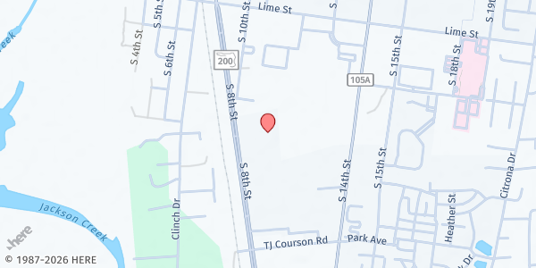 Map showing First Baptist Church Fernandina Beach at 1600 S. 8th St., Fernandina Beach, FL