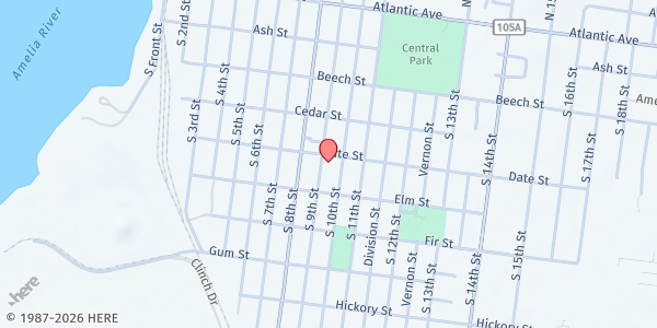 Map showing The Salvation Army - Hope House at 410 S. 9th St., Fernandina Beach, FL