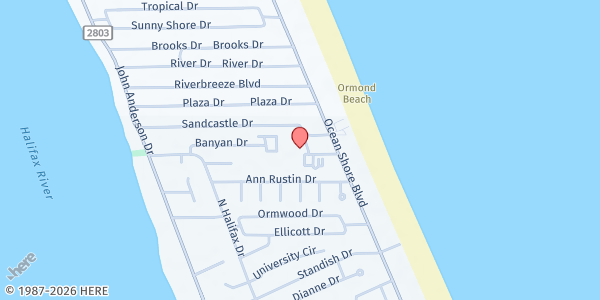 Map showing St. Brendan Outreach at 1000 Ocean Shore Blvd, Flagler Beach, FL