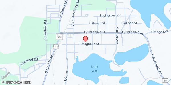 Map showing FBC Floral City at 8545 E. Magnolia St., Floral City, FL