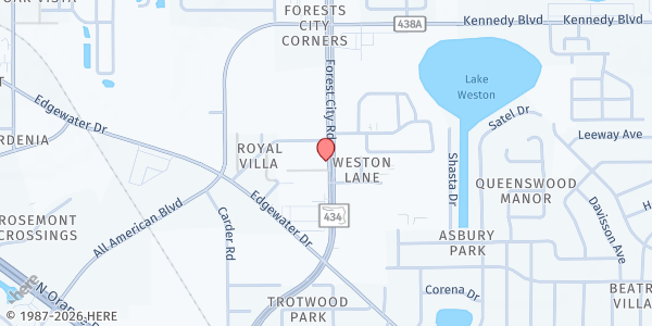 Map showing Bethel SDA Church at 2809 Forest City Terrace, Forest City, FL
