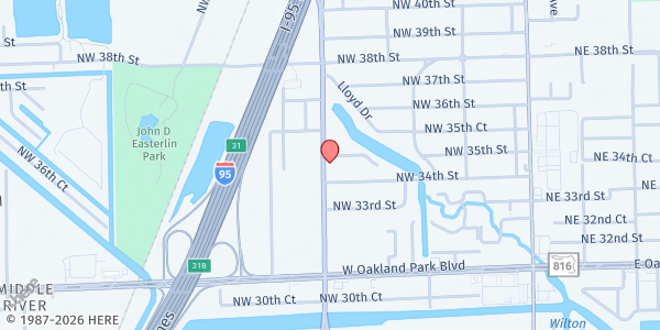 Map showing All Saints Catholic Mission at 3460 Powerline Rd., Fort Lauderdale, FL