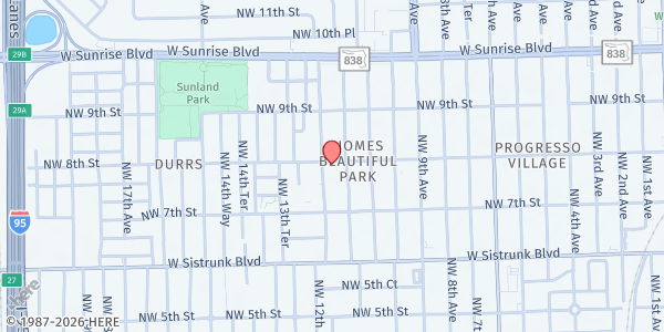 Map showing Arthur Hall Memorial at 744 NW 12th Ave., Fort Lauderdale, FL