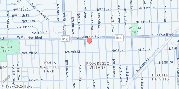 Map showing Broward Partnership for the Homeless - Fort Lauderdale at 920 NW 7th Ave., Fort Lauderdale, FL