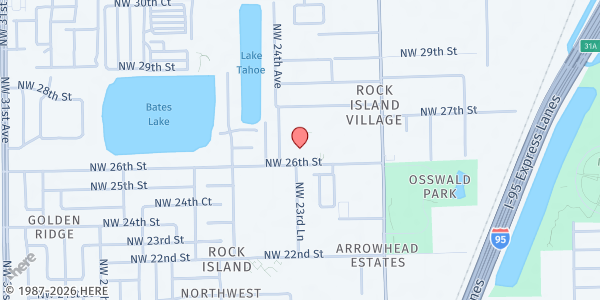 Map showing Harris Chapel United Methodist Church at 2351 NW 26th St., Fort Lauderdale, FL