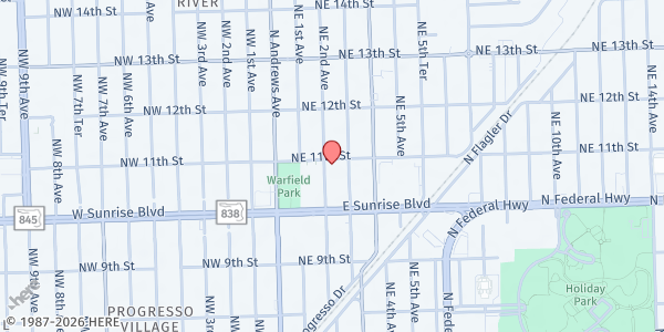 Map showing Immanuel Baptist Church at 1039 NE 3rd Ave., Fort Lauderdale, FL