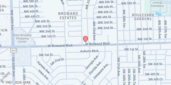 Map showing Life Net 4 Families at 1 NW 33rd Terrace, Fort Lauderdale, FL