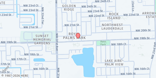 Map showing Lifeline Christian Fellowship at 2919 NW 19th St., Fort Lauderdale, FL