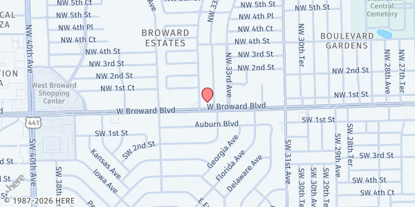 Map showing LifeNet4Families at 1 NW 33rd Terrace, Fort Lauderdale, FL