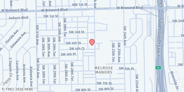 Map showing Lighthouse Seventh-Day Adventist Church at 441 SW 27th Ave., Fort Lauderdale, FL