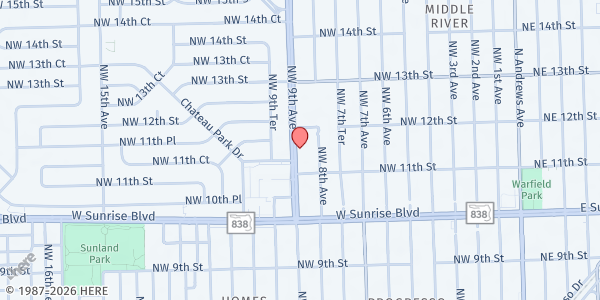Map showing Restoring Grace Community Church at 1122 NW 9th Ave., Fort Lauderdale, FL