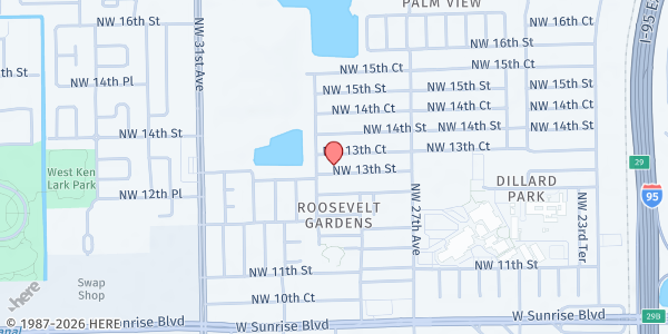 Map showing Shekina French Seventh-Day Adventist Church at 2851 NW 13th St., Fort Lauderdale, FL