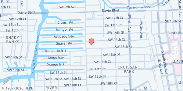 Map showing Sunshine Cathedral at 1480 SW 9th Ave., Fort Lauderdale, FL