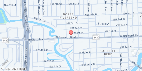 Map showing The Salvation Army - Fort Lauderdale at 1445 W. Broward Blvd., Fort Lauderdale, FL