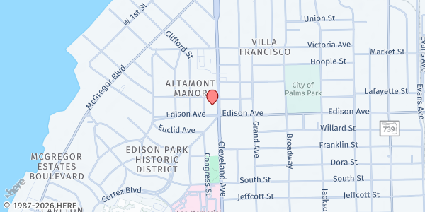 Map showing AIDS HEALTHCARE FOUNDATION (AHF) at 2320 Cleveland Ave, FORT MYERS, FL