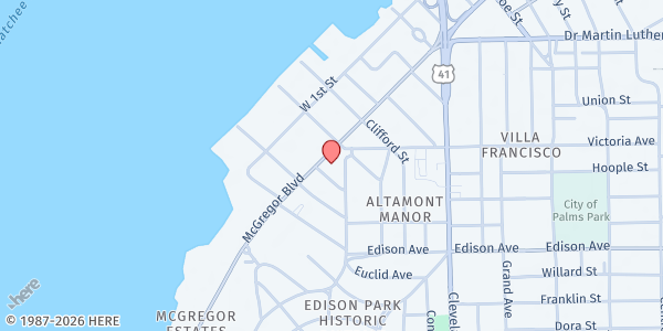 Map showing Aids Healthcare Foundation - Fort Myers at 2231 McGregor Blvd., Fort Myers, FL