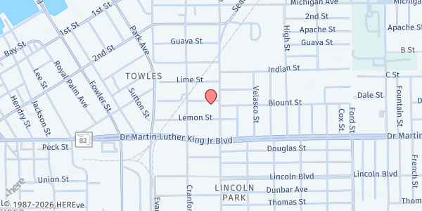 Map showing Dunbar Community Food Pantry @ Mt. Olive AME Church at 2754 Orange St., Fort Myers, FL