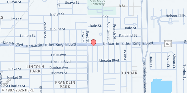 Map showing First Assembly Cornerstone Ministries at 3220 Martin Luther King Jr., Fort Myers, FL