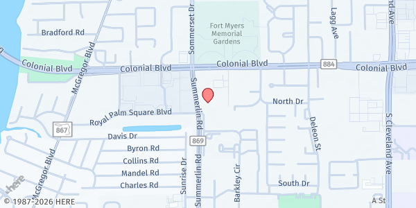 Map showing First Assembly of God Fort Myers at 4701 Summerlin Rd., Fort Myers, FL
