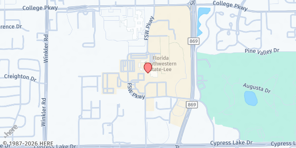 Map showing Florida Southwestern State College at 8099 College Pkwy, Fort Myers, FL