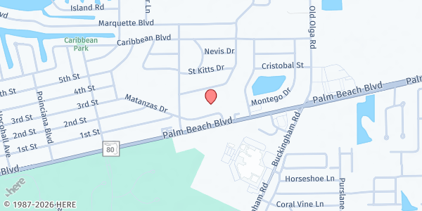 Map showing GRACE CHURCH at 14036 Matanzas Dr., Fort Myers, FL