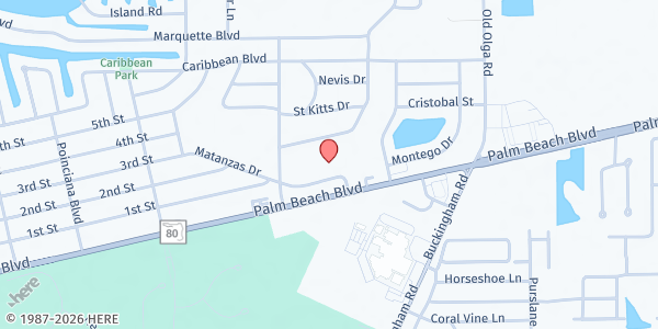Map showing Grace Church Food Pantry at 14036 Matanzas Dr., Fort Myers, FL