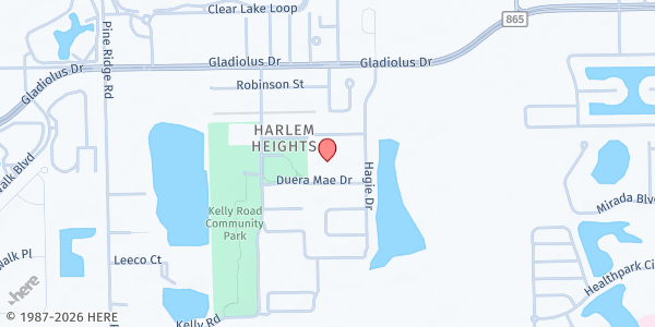 Map showing Harlem Heights Community Charter School at 15570 Hagie Drive, Fort Myers, FL