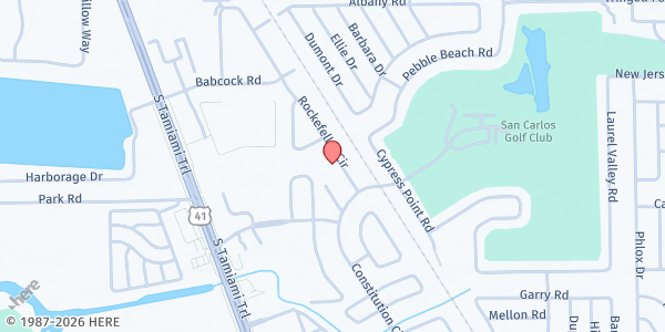 Map showing INTERFAITH CHARITIES OF SOUTH LEE at 17592 ROCKEFELLER CIRCLE, FORT MYERS, FL