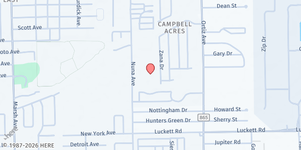 Map showing Jesus the Worker Catholic Church at 881 Nuna Ave., Fort Myers, FL