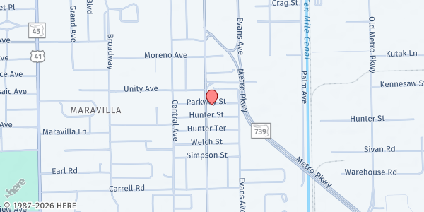 Map showing MCGREGOR BAPTIST FOOD PANTRY at 3341 Fowler St., Fort Myers, FL