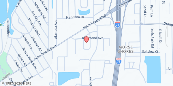 Map showing Morning Star Baptist Church at 5160 Richmond Ave., Fort Myers, FL