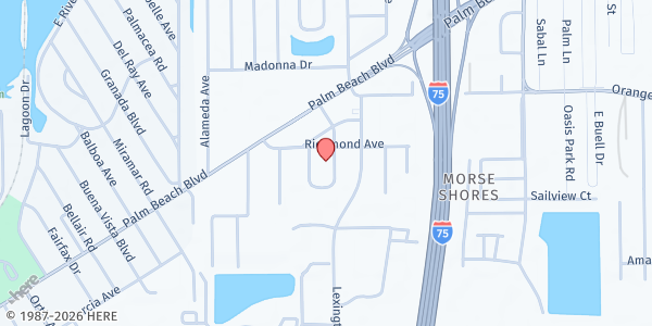 Map showing Morningstar Baptist Church at 5160 Richmond Ave., Fort Myers, FL