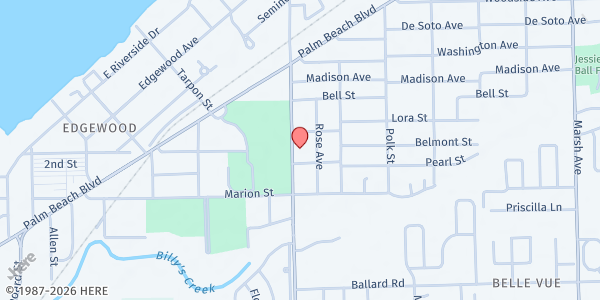 Map showing Palmetto Church of God at 1123 Veronica S Shoemaker Blvd., Fort Myers, FL