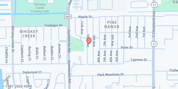 Map showing Pine Manor Community Center at 5547 10th Ave., Fort Myers, FL