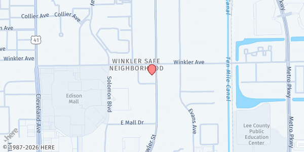 Map showing RABBI LOVE INTERNATIONAL MINISTRY at 4350 Fowler Street, Fort Myers, FL