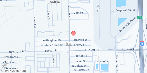 Map showing Skyline Food Pantry at 1091 Ortiz Ave, Fort Myers, FL