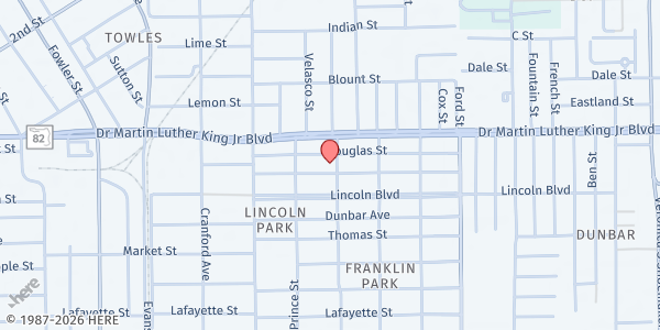 Map showing St. John First Missionary Baptist Church at 2044 Brown St., Fort Myers, FL