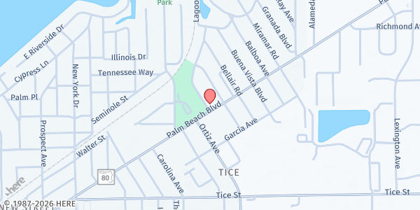 Map showing St. Martin De Porres Outreach at 4711 Palm Beach Blvd., Fort Myers, FL