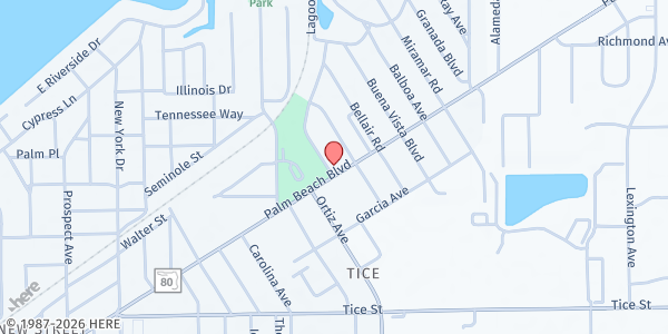 Map showing ST. MARTIN DE PORRES OUTREACH COMMUNITY MINISTRY at 4711 Palm Beach Blvd., Fort Myers, FL