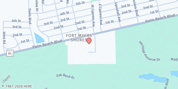 Map showing ST. VINCENT DE PAUL CHURCH at 13031 Palm Beach Blvd. SE, Fort Myers, FL