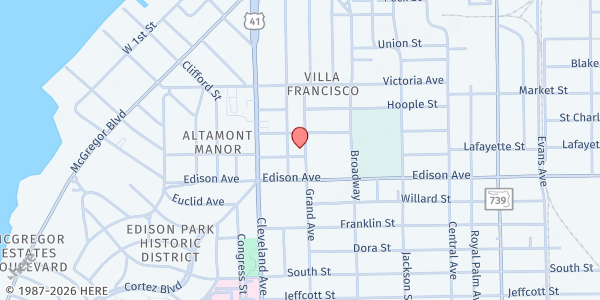 Map showing ST. VINCENT DE PAUL-GRAND AVE at 2073 Lafayette St., Fort Myers, FL