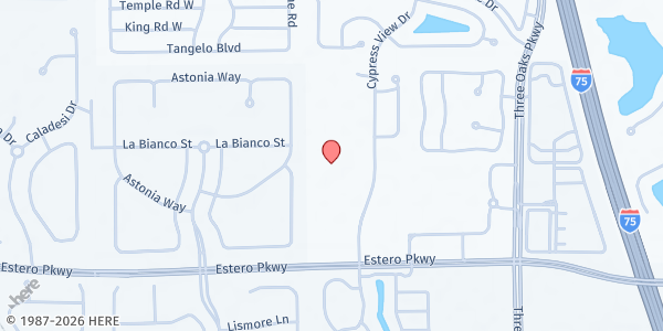 Map showing St. Vincent de Paul - Our Lady of Light Conference at 19680 Cypress View Dr., Fort Myers, FL