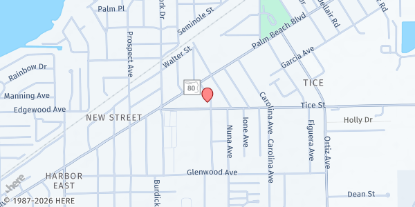Map showing Tice United Methodist Church at 4545 Tice St., Fort Myers, FL