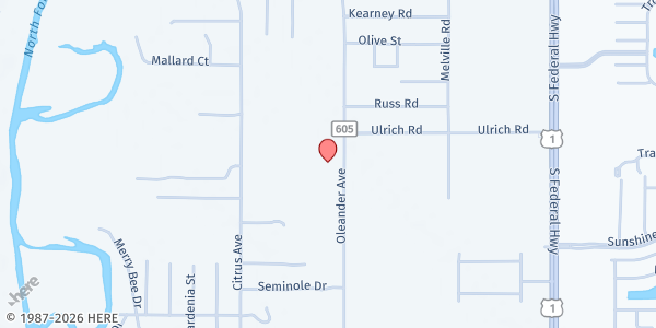 Map showing Church of God Prince of Peace at 5905 Oleander Ave., Fort Pierce, FL