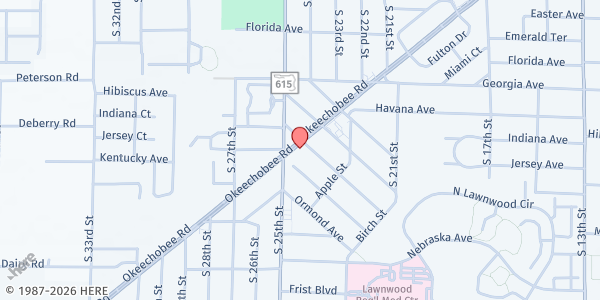 Map showing Evangelist Deliverance Holiness Church at 2425 Okeechobee Road, Fort Pierce, FL