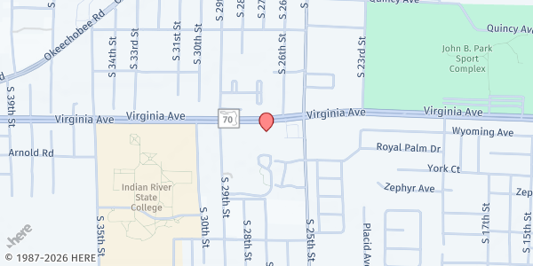 Map showing Fort Pierce Seventh-Day Adventist Church at 2601 Virginia Avenue, Fort Pierce, FL