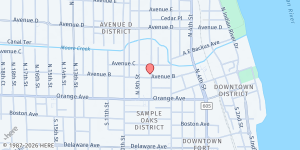 Map showing Greater New Bethel Missionary Baptist Church at 305 N 8th Street, Fort Pierce, FL